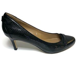 Ann Taylor Heels Black Size 8.5 Mid Heel Pumps Faux Snakeskin Texture
